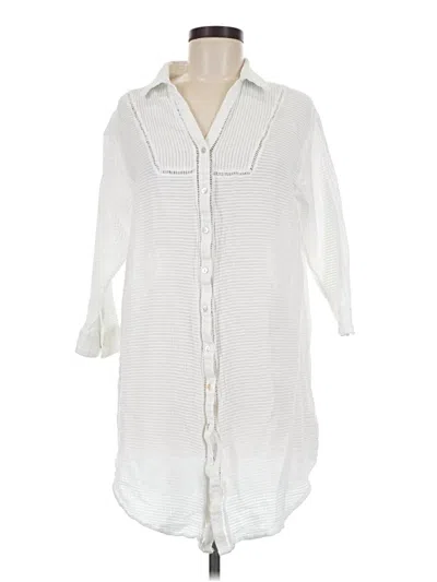 Pre-owned Seafolly 3/4 Sleeve Button Down Shirt In White