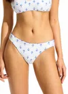 Seafolly Ahoy Reversible Hipster Bikini Bottom In Azure In White