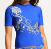 Seafolly Ahoy Short Sleeve Rashvest In Azure In Blue
