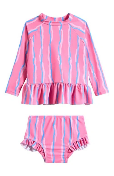 Seafolly Babies'  Aruba Ruffle Long Sleeve Two-piece Swimsuit In Pattern