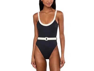 Seafolly Bandwave Belted Retro Tank One-piece Women's Swimsuits One Piece Black: Aus 6 (us Women's 2)
