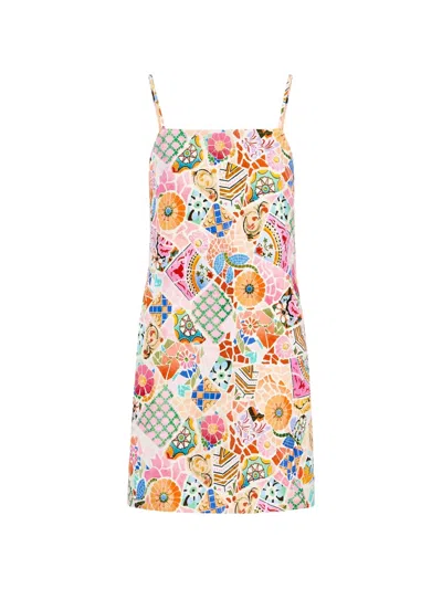 Seafolly Beach Boheme Bandeau Printed Linen Mini Dress In Multi