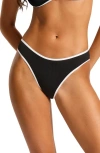Seafolly Beach Bound High Cut Bikini Bottoms In Black