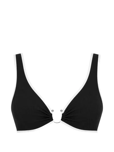 Seafolly 비치 바운드 링 디테일 비키니 탑 In Black