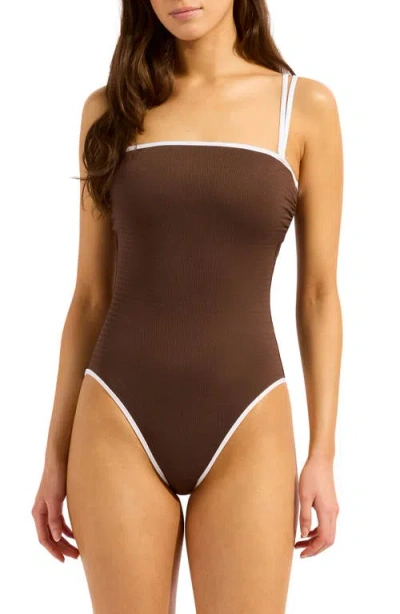 Seafolly Beach Bound Underwire One-piece Swimsuit In Dark Chocolate
