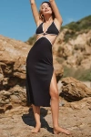 Seafolly Beach Bound V-neck Cut-out Midi Dress In Black