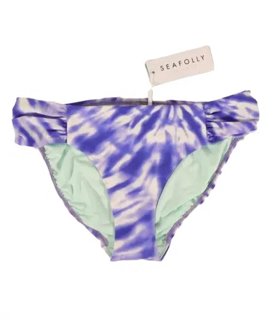 Seafolly Beach Break Ruched Side Retro Bottom In Dazzling Blue
