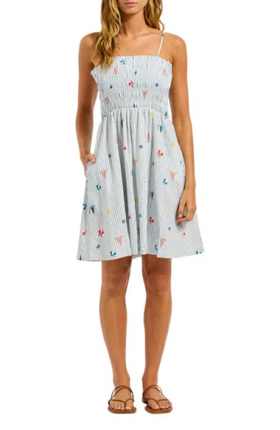 Seafolly Beach Club Linen Blend Cover-up Dress In Blue