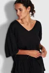 Seafolly Beach Edit Linen Jersey Top Black In Black