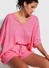 Seafolly Beach Edit Linen Jersey Top Pink In Pink