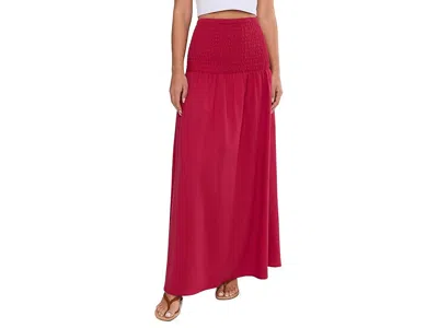 Seafolly Beach Edit Shirred Waist Midi Skirt In Burgundy