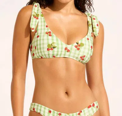 Seafolly Beach Picnic Sweetheart Tank Bikini Top In Green In Multi