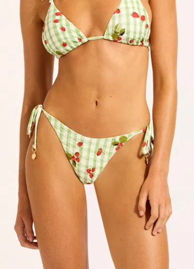 Seafolly Beach Picnic Tie Side Rio Bikini Bottom In Green