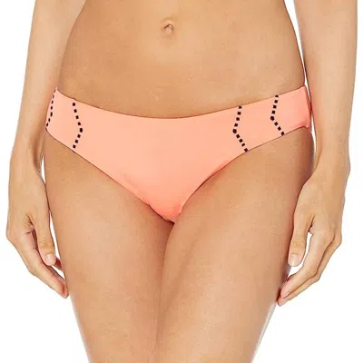 Seafolly Beach Squad Brazilian Bikini Bottom In Fluorescent Melon In Pink