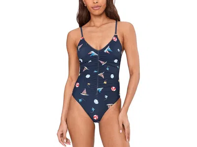 Seafolly Beachclub V-neck One-piece In Blue