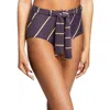 Seafolly Belted High Waist Bikini Bottom In Amulet Stripe In Blue