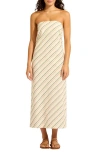 Seafolly Bias Cut Cover-up Midi Dress In Neutral