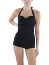 Shop Seafolly Boyleg 1pc Womens Solid Nylon One-piece Swimsuit In Black