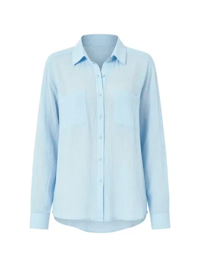 Seafolly Breeze Crinkled-finish Shirt In Blue