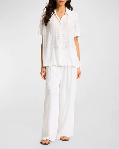 Seafolly Broderie Drawstring Trousers In White