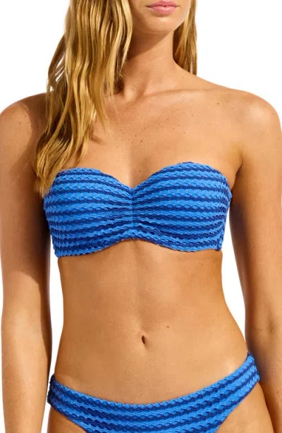 Seafolly Bustier Bandeau Bikini Top In Blue