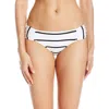 Seafolly Castaway Stripe Ruched Side Bikini Bottom In White