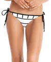 Seafolly Castaway Stripe Side Tie Bikini Bottom In Sea White In Brown