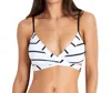 Seafolly Castaway Stripe Wrap Front Bikini Top In White In White