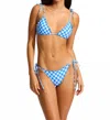 Seafolly Ciao Bella Check Brazilian Tie Side Bikini Bottom In Azure In Blue