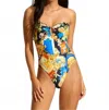 Seafolly Ciaobella Bandeau One Piece Swimsuit In True Navy In Multi