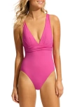 Seafolly Collective Crisscross One-piece Swimsuit In Hot Pink