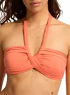 Seafolly Collective Halter Bandeau Bikini Top In Melon In Orange