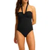 Seafolly Collective Halter One-piece Swimsuit In Black