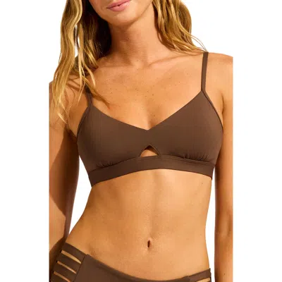 Seafolly Collective Hybrid Bikini Top In Brown