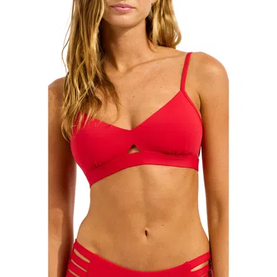 Seafolly Collective Hybrid Bikini Top In Red