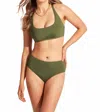 Seafolly Collective Scoop Neck Halter Top In Olive In Green