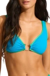 Seafolly Colorblock Ring Bikini Top In Turquoise