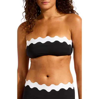 Seafolly Contrast Trim Bikini Top In Black