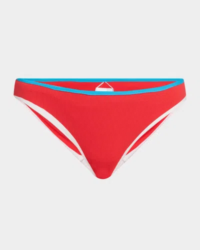 Seafolly Contrast-trim Hipster Bikini Bottoms In Flame