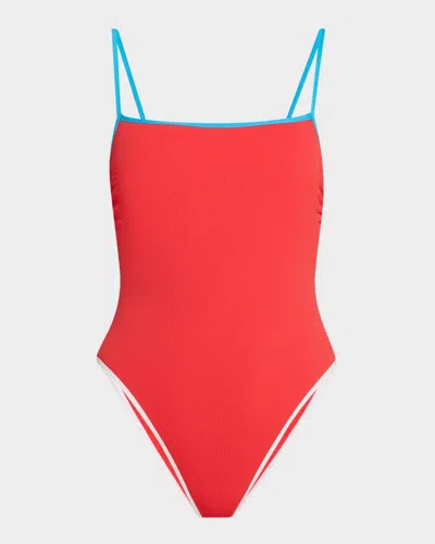 Seafolly Contrast-trim One-piece Swimsuit In Flame