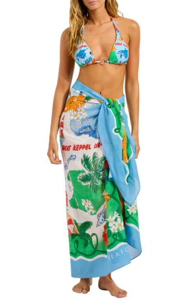 Seafolly Cotton Cover-up Sarong In Blue