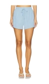 Seafolly Crinkle-texture Drawstring Shorts In Blue