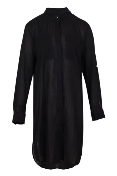 Seafolly Crinkle Twill Beach Shirt Black