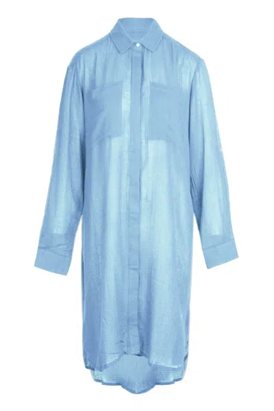 Seafolly Crinkle Twill Beach Shirt Cornflower In Blue