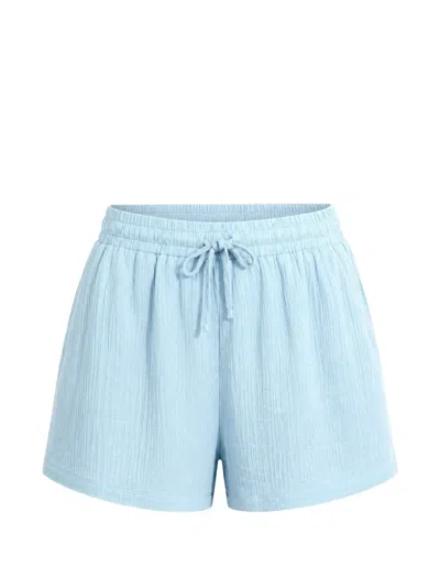Seafolly Crinkle-texture Drawstring Shorts In Blue
