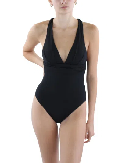 Seafolly Cross Back 1pc Womens Solid Nylon One-piece Swimsuit In Black