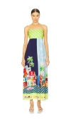 Seafolly Cuba Empire Waist Cover-up Maxi Dress In 蓝绿色