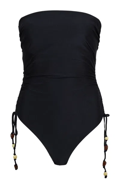 Seafolly Dd Drawstring Bandeau One Piece Black In Blue