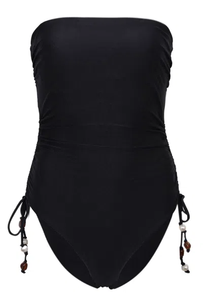 Seafolly Dd Drawstring Bandeau One Piece Black Pearl