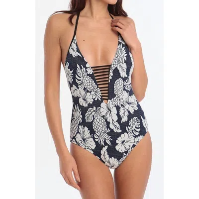 Seafolly Deep V Maillot One Piece In Royal Horizon In Blue